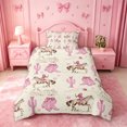 thumbnail image 2 of meiyoeat Retro Western Cowgirl Twin Duvet Cover For Kids, Pink Vintage Cowboy Boots Twin Bedding For Girls,Pink Reversible,2pcs(No Comforter), 2 of 6