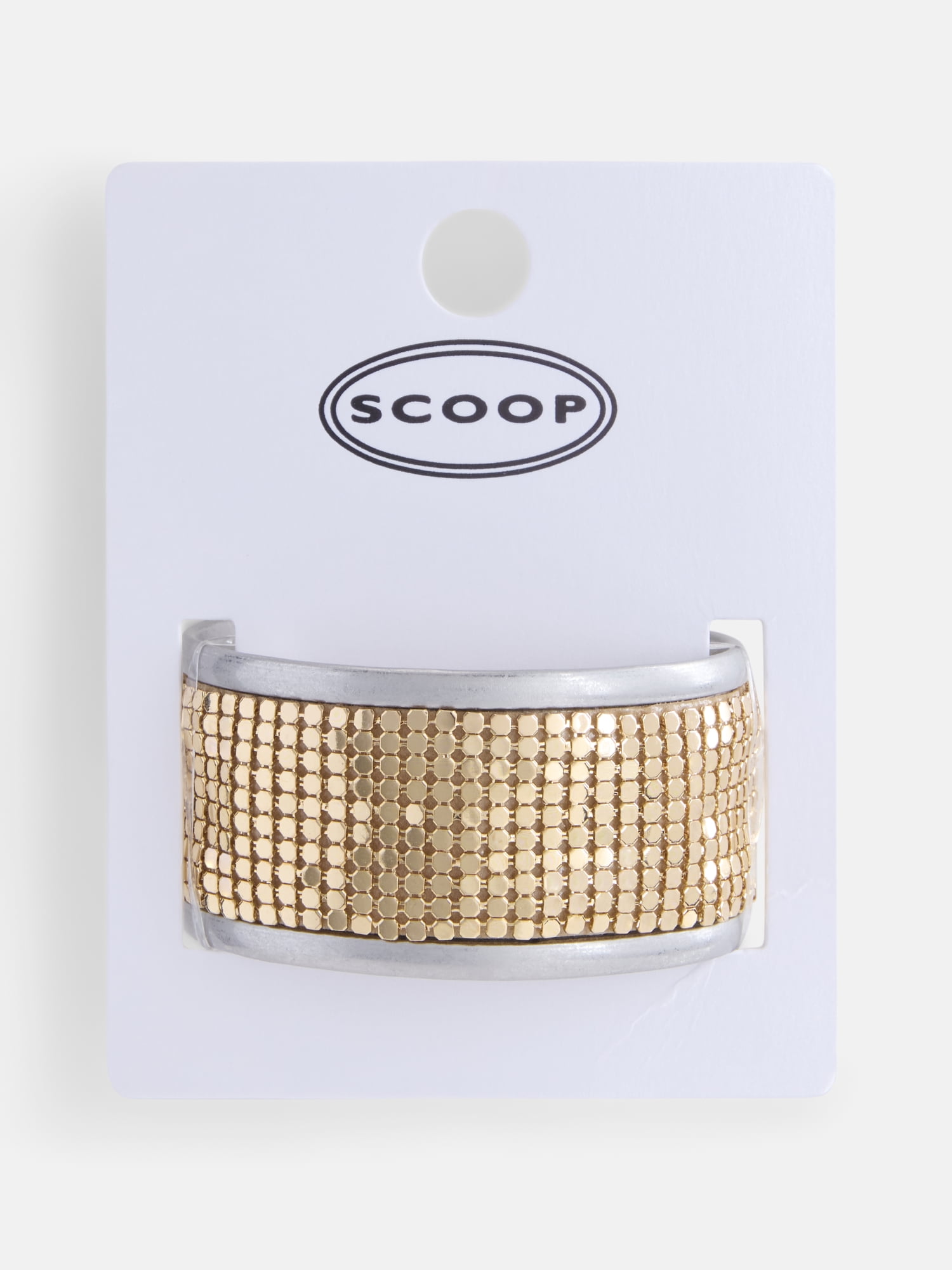 Scoop Chainmail Cuff Bracelet, Mixed Metal