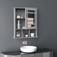 thumbnail image 3 of kleankin Bathroom Medicine Cabinet Wall Mount with Mirror Door 3 Shelf Organizer for Bathroom, Kitchen, Gray, 3 of 9