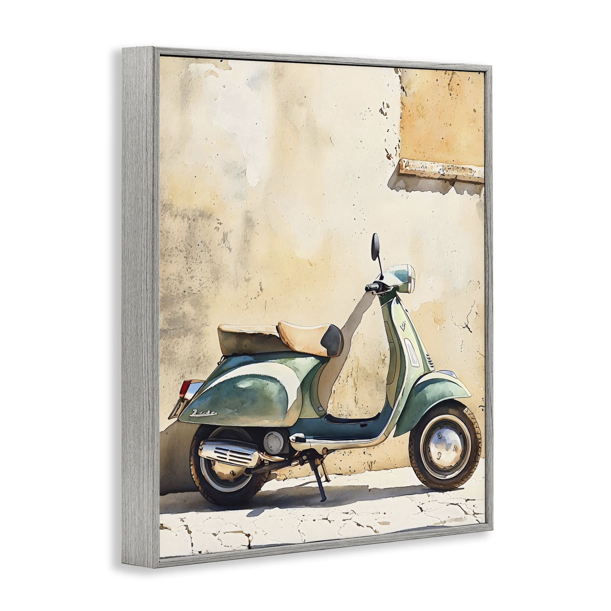 Stupell Industries Vintage Scooter on Italian Street Gray Framed Giclee Art, design by LSR Design Studio
