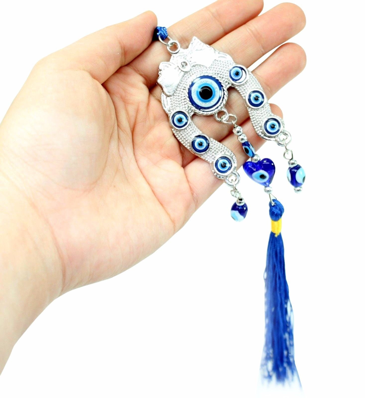 Blue Evil Eye Horse Shoe Wall & Car Hanging Amulet Protection Blessing Decor
