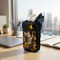 thumbnail image 7 of SEANATIVE Neoprene Eyewear Pouch Zipper Glasses Case Shockproof Anti-Scratch Eyeglasses Case Lightweight Women Men Sunglasses Holder Bag for Outdoor Office Travel, Cat Sunflower Butterfly Black, 7 of 7