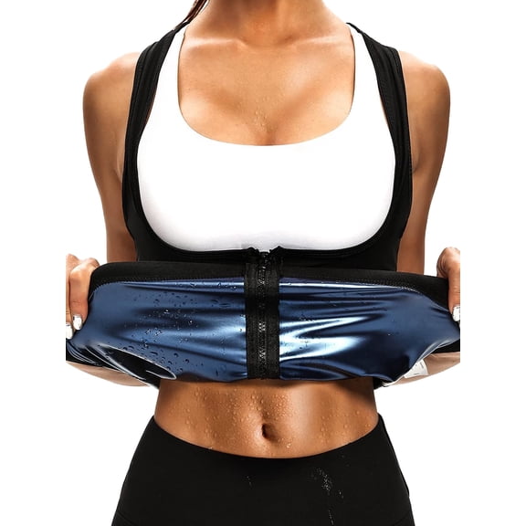 Pukitry Sauna Suit for Women Waist Trainer Sweat Vest Plus Size Shapewear with Zipper for Workout