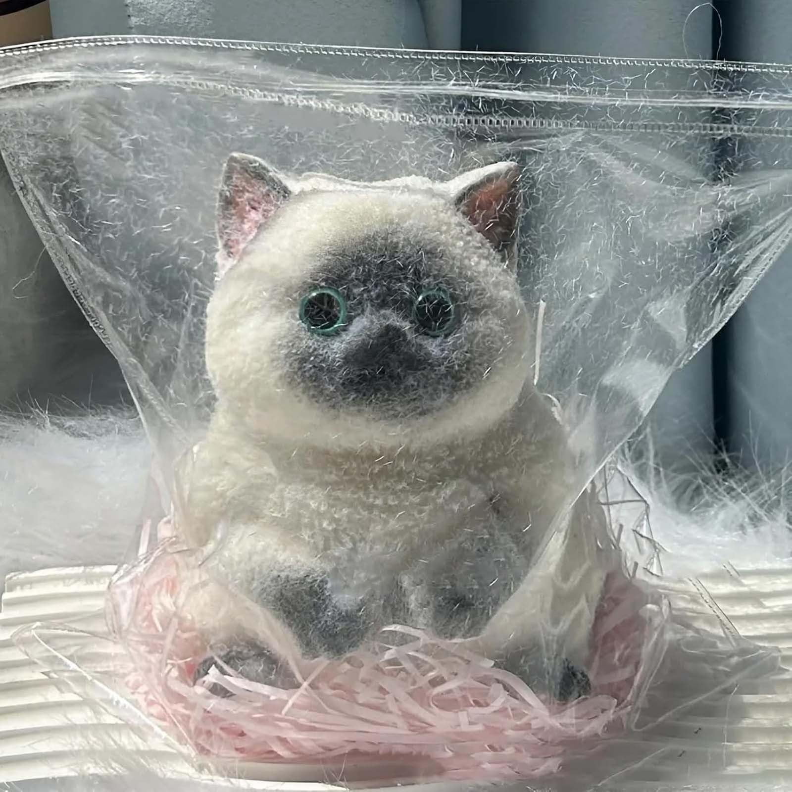 Siamese Cat Taba Squishy, Soft Animals Squeeze Ball Sensory Toys, Kawaii Kitten Stress Balls, Cat Taba Fufu Squishy Toys for Party Favors,, Classroom Prizes(Gray)