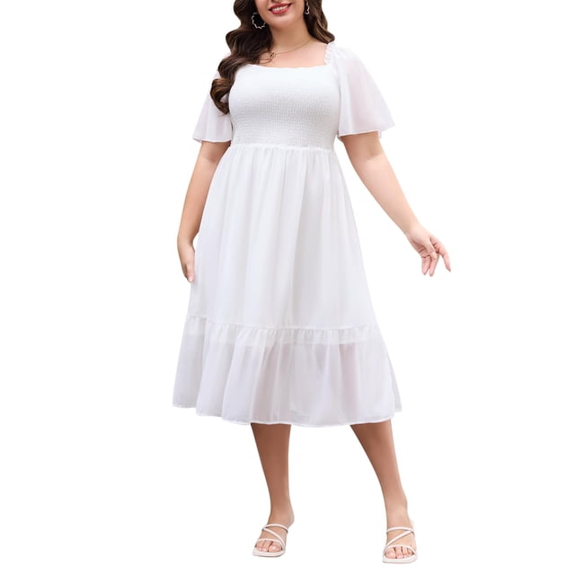 Vestido midi Keluummi de verano de talla grande para mujeres con curvas