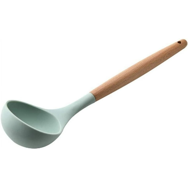 Nvzi Espátula antiadherente resistente al calor con mango de madera y silicona para utensilios de cocina, 1 unidad