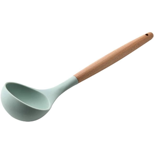 Zhuge Espátula antiadherente resistente al calor con mango de madera y silicona para utensilios de cocina, 1 unidad