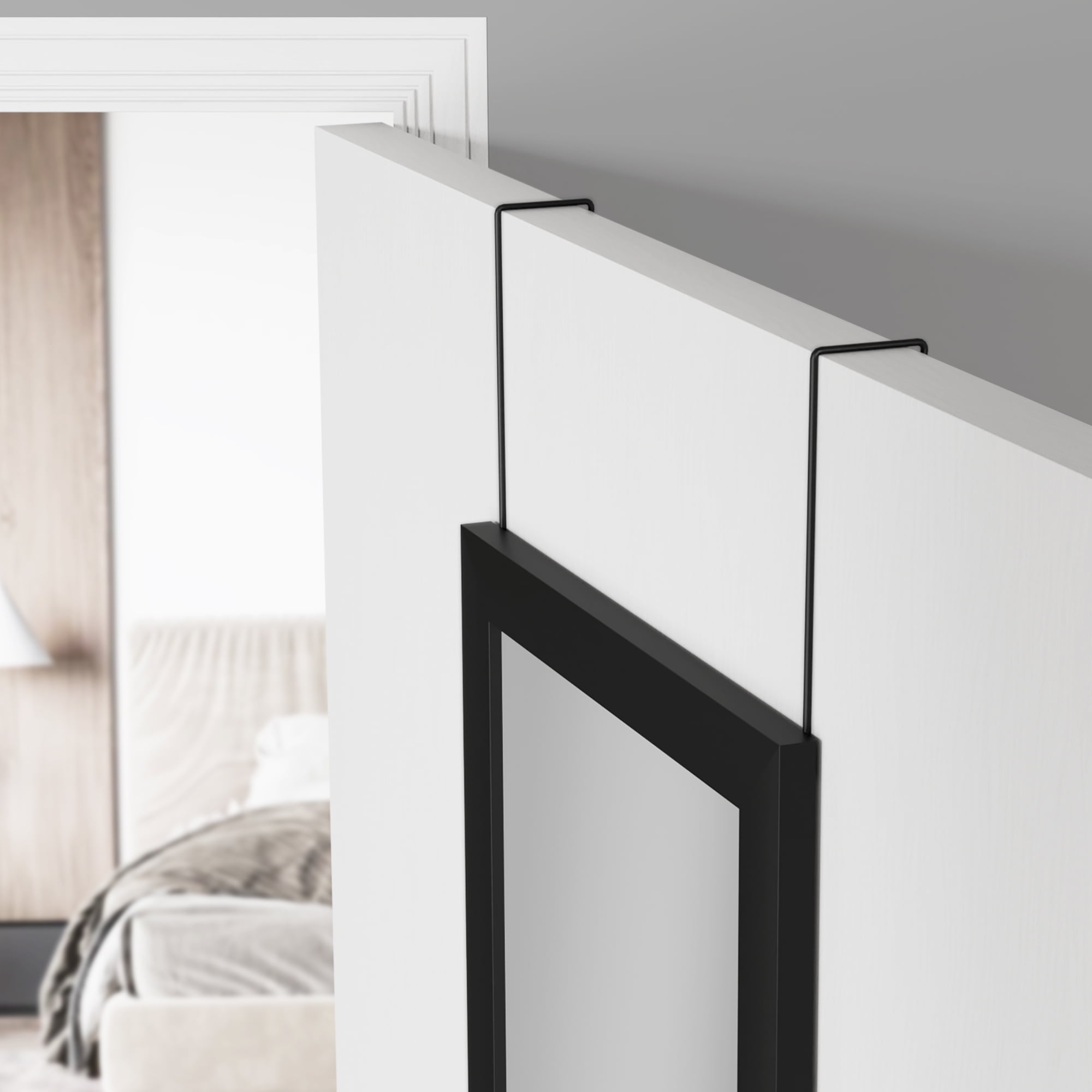 Mainstays Over-the-Door Rectangular Mirror, Black, 14.25 in x 50.45 in