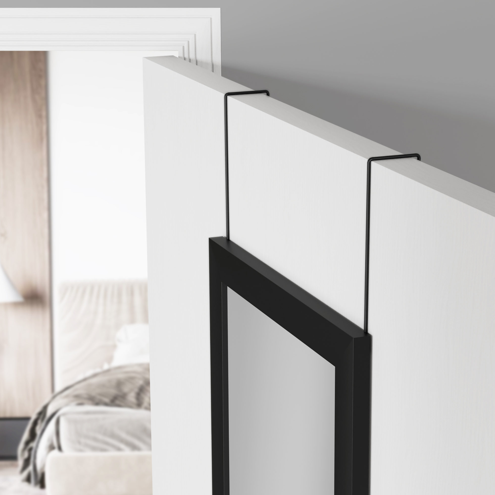 Mainstays Over-the-Door Rectangular Mirror, Black, 14.25" x 50.45" photo 5