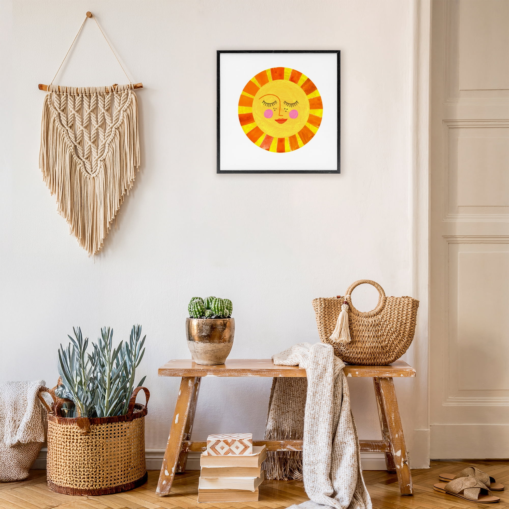 Stupell Industries Simple Warm Sunshine Black Framed Giclee Art, design by Katherine Herrell Studio