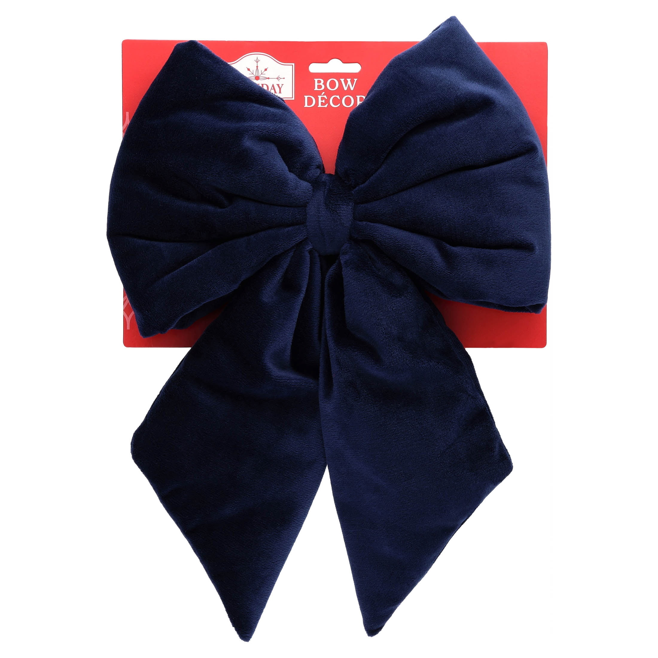 Navy Blue Velvet Decorative Christmas Bow, 13.5", by Holiday Time