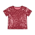 thumbnail image 5 of Gunia Girls Sequin Top Glitter Sleeveless Dance Blouse Performance Dancewear Party Sparkly Tops For Girl Red, 5 of 5