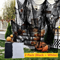 Qocolhg 2 Pack Halloween Creepy Cloth Spooky Halloween Decorations Indoor Outdoor Haunted House Party Decor Supplies Backdrops for Garden,Doorways,Yard,Home,Windows(Black, White)