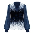 thumbnail image 3 of WNEGSTG Long Sleeve Shirts for Women Ladies V Neck Flash Printed Long Sleeve Pullover Loose Fashion Top, 3 of 5
