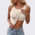 thumbnail image 2 of vigerkar Womens U Neck Shapewear Built-in Bra Tank High Strechy Sleeveless Slim Fit Tops Camisole Workout Tops (Beige, L), 2 of 7