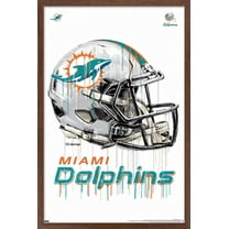 NFL Miami Dolphins - Drip Helmet 20 Wall Poster, 14.725" x 22.375", Framed