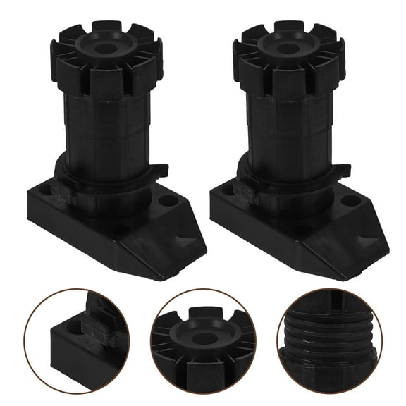 AURARMLET 4-Pack Adjustable Black ABS Plastic Furniture Leg Risers for Home, Bathroom, and Living Room Support