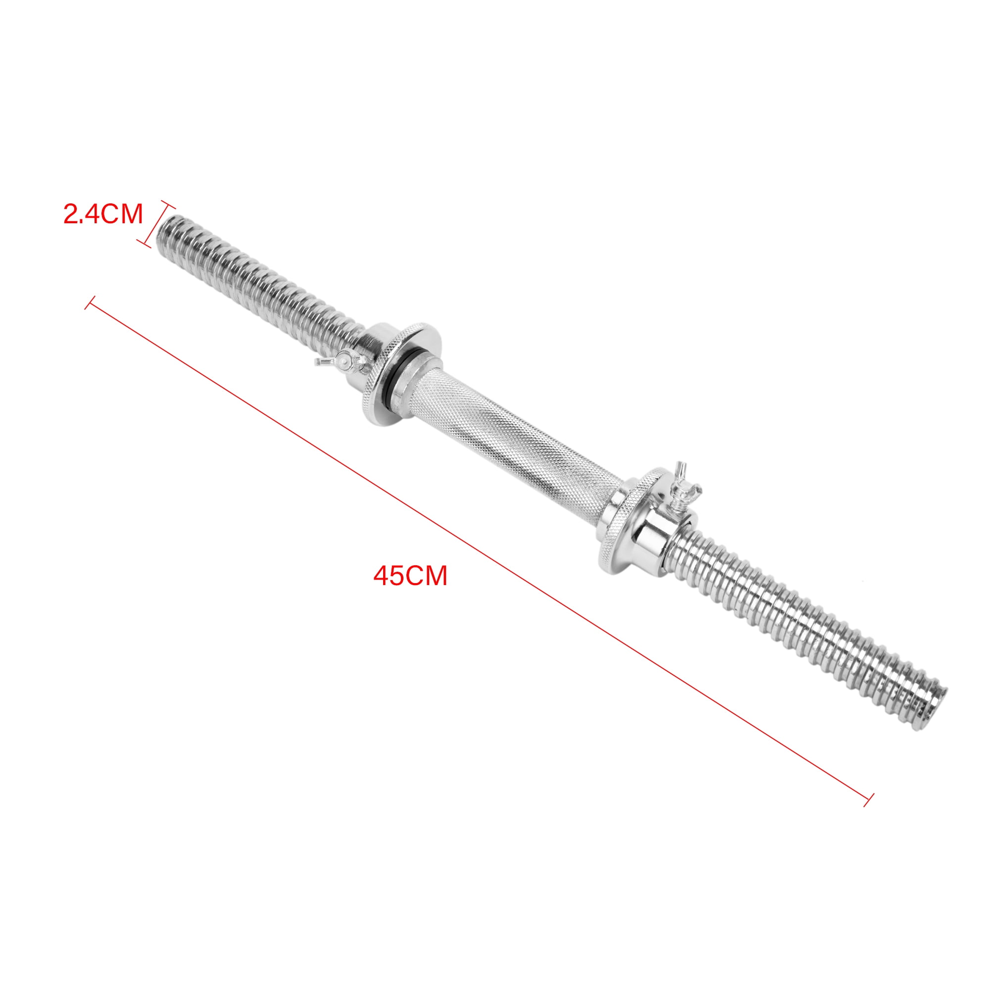 45cm Stainless Steel Chrome Dumbbell Bars,Dumbbell Handles Spinlock Collar Set for Sport Workout Fitness Barbell Strength Training