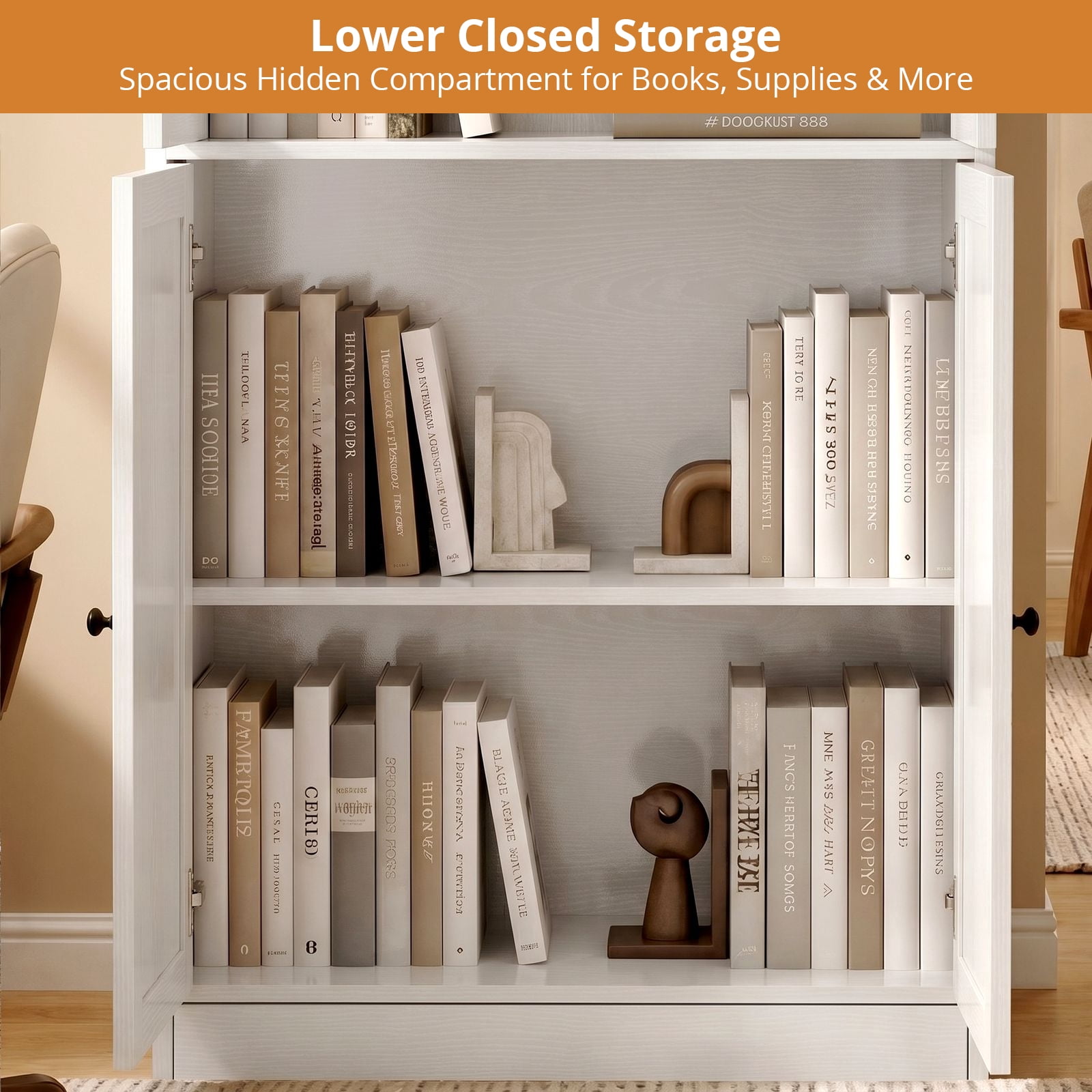 RichYa 71'' Tall Bookcase with Glass Doors, 3-Tier Display Bookshelf & 5-Tier Storage Cabinet for Home Office Living Room