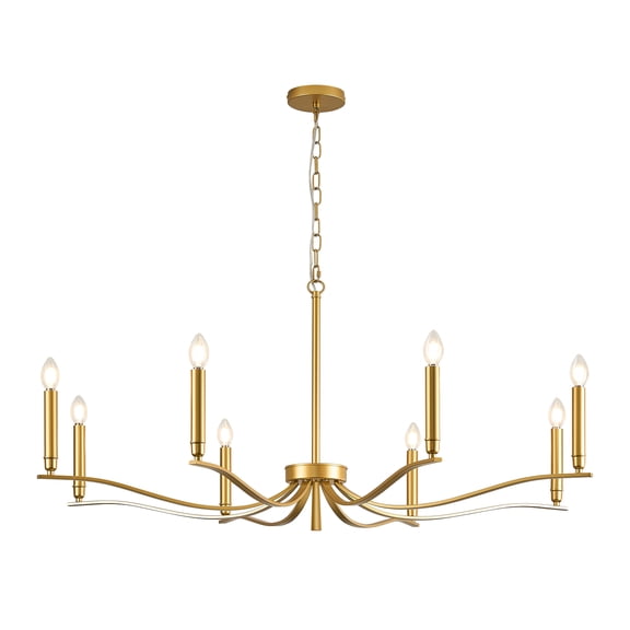 Gold Chandeliers for Dining Room, 8-Light Brass Chandelier Light Fixture Over Table Modern Candle Chandelier 44in Master Bedroom Chandeliers Lighting for Entry Foyer Bathtub Living Room
