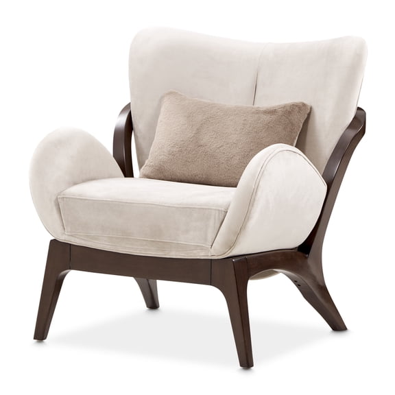 Camellia Field Velvet Accent Chair - Porcini/Warm Pecan
