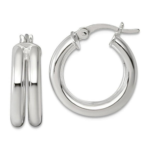 925 Sterling Silver Polished Double Tube Hoop Earrings 18.2x16.85mm Wide 7mm Thick Hoop Earring for Women