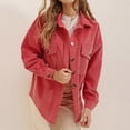 thumbnail image 7 of ChaoHeng Womens Jackets Solid Color Lightweight Clearance,Women's Winter Casual Lapel Solid Color Corduroy Irregular Cardigan Jacket Long Sleeve Coat(Pink,L), 7 of 7