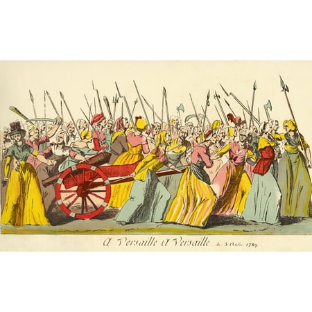March Of The Poissardes Or Market Women To Versailles On 5Th October 1789 During The French Revolution To Demand Bread And Justice From A Contemporary Print