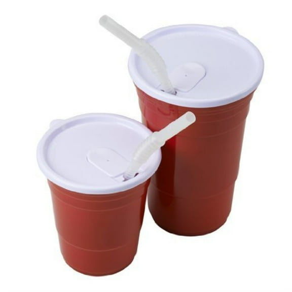 Red Cup Living Reusable Plastic Lid for 18 oz. Cup, Set of 2, Hot cup and Mugs cover, Outdoor Drink Cover for Party, Office & School