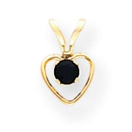 3 Mm Sapphire Heart - 14k Yellow Gold 15in Children's 3mm Sapphire Heart Birthstone Necklace