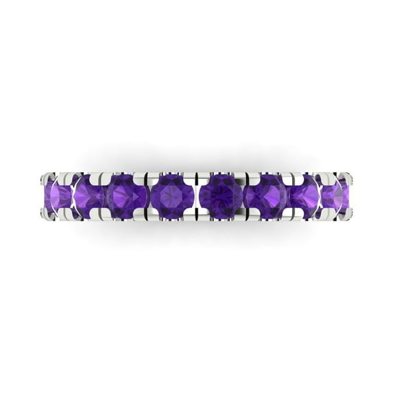 1 ctw Wedding Band for Women - 18K White Gold Natural Amethyst Stackable Eternity Ring