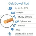 thumbnail image 3 of Red Oak Dowel Rods 1-1/4 x 36 inch, Pack of 2 Heavy Duty Closet Rods, Wooden Dowels for Crafts & Woodworking, by Woodpeckers, 3 of 4