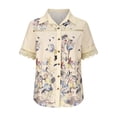thumbnail image 5 of EINCcm Women's Shirts Short Sleeve Eyelet Lace Patchwork Collared V Neck Hollow Decor Elegant Shirt Button Down Tops, 5 of 6