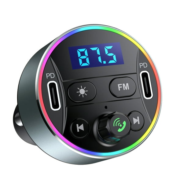 GUANDA Bluetooth 5.3 FM Transmitter with Dual PD 40W Fast Charger, Type-C USB Port, HiFi Sound, Mic & Hands-Free Calling for Cars