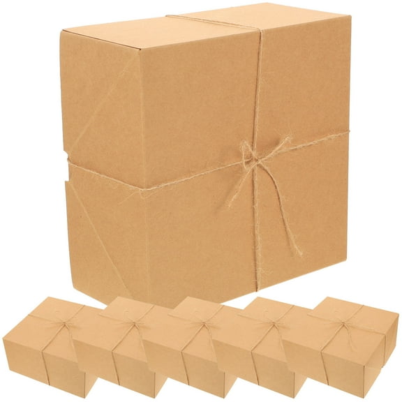 UPOUART 6Pcs Classic Brown Kraft Paper present Boxes for Birthday 20X20X10CM
