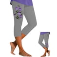 thumbnail image 6 of Women's Casual Pants Women'S Fashion Casual Floral Print High Waist Elastic Capri Pants Leggings,Gray Women's Casual Pants L, 6 of 7