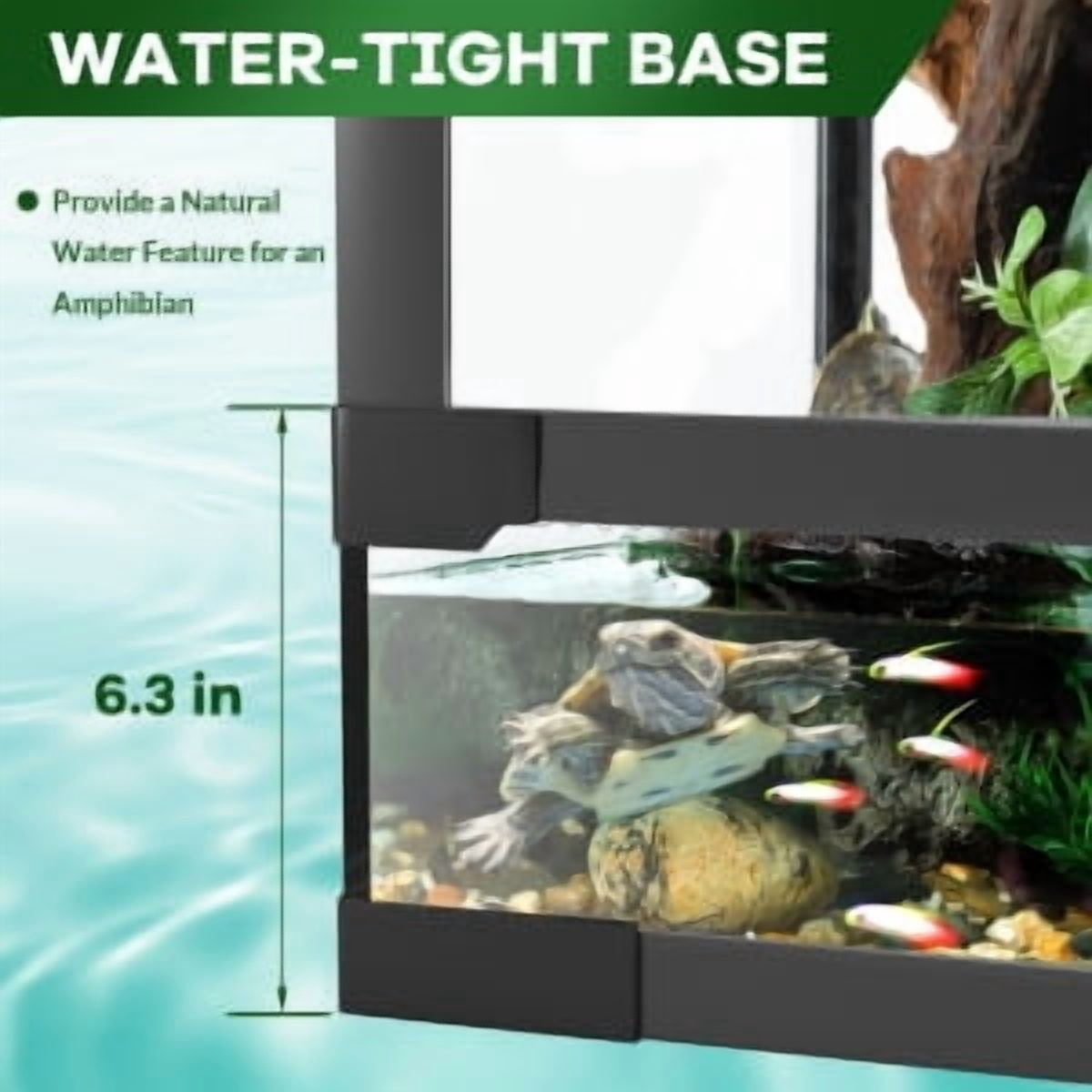 TEQIN Reptile Tall Glass Terrarium, Anti-Escape Reptile Glass Terrarium, Dual-Climate Water-Tight Base Rainforest Reptile Terrarium for Easy Maintenance,Reptile Enclosure with Top Screen Ventilation
