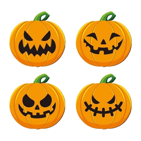 FEISHENTT Wooden Pumpkin Coasters, Set of 4 Non- Heat Protection Table Mat, Halloween Drink Holder for Holiday Party 12cmX12cm