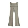 thumbnail image 3 of TaTaai Womens Double Layer Fold Waist Sports Pants High Elastic Slim Fit Flared Long Pants For Daily Gym Wear, 3 of 4