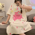 thumbnail image 1 of Vestido de dormir de algodón de verano para mujer, vestido de manga corta de largo medio, ropa de dormir de estilo veraniego, ropa para el hogar, nueva llegada 2024, 1 of 4