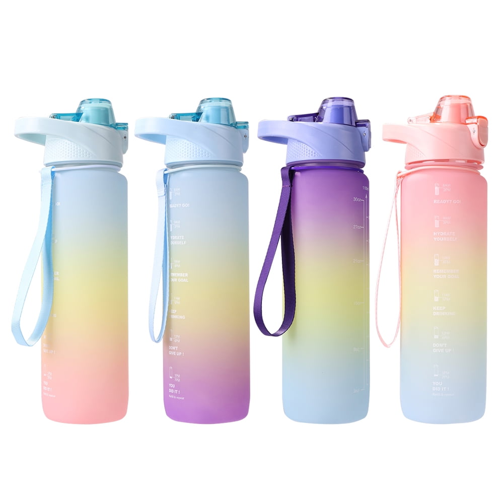 Plastic Water Bottle with Straw BPA Leak-proof Sports Travel Plastic Drink Cup 