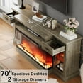 thumbnail image 4 of DreamCurship Fireplace TV Stand for TVs up to 80", Farmhouse TV Stand with Electric Fireplace, Glass Door Entertainment Center with Led Light, Media Console Table for Living Room, Gray, 4 of 7