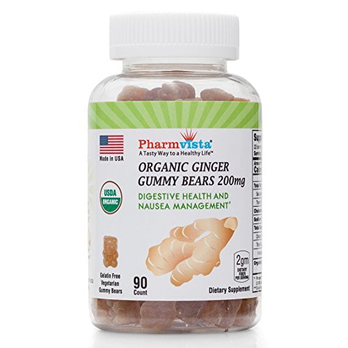 USDA Organic Ginger Gummies 200mg 90 Count for Nausea Management and