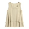 thumbnail image 5 of TGSLY Women's Crew Neck Double Layer Chiffon Tank Tops Flare Hem Swing Sleeveless Tunic Shirt Loose Flowy A-Line Fit Solid Color Blouse XXL, 5 of 9