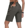 thumbnail image 6 of Axiiglly Cargo Shorts Women Drawstring Elastic Waist Bermuda Cargo Hiking Shorts Knee Length 6 Pockets Long Shorts, S-2XL, 6 of 8