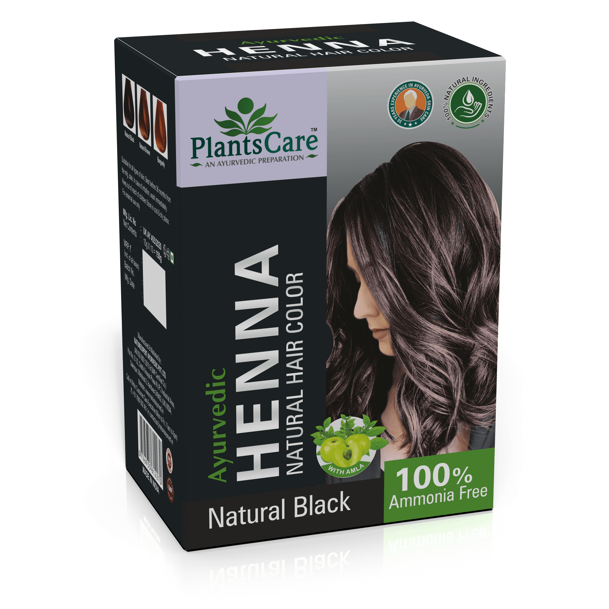 Plants Care Ayurvedic Henna Natural Hair Color Black 240g 