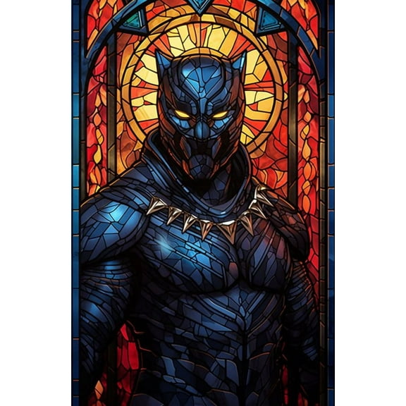 5D DIY Diamond Painting Kits for Adults Black Panther Full Drill Gem Art Kits Crystal Paint by Diamonds Kits for Begginner Rhinestone Painting (Size:12x16inch)