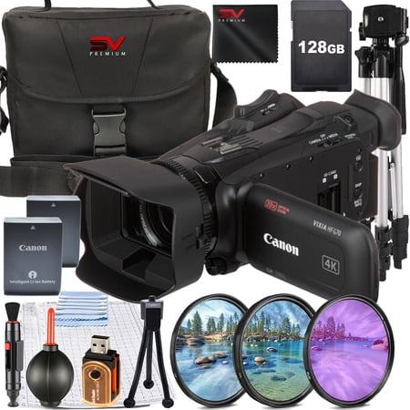 Canon Vixia HF G70 UHD 4K Camcorder with 128GB Memory Card + Case + Filter Kit + SV Premium Accessory Bundle (International Version)