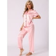 thumbnail image 2 of DARING DIVA Women's 2 Pcs Button Down Pajama Set XL Pink, 2 of 5