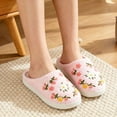 thumbnail image 3 of BERANMEY Cute Flower Print Slippers for Women Soft Plush Comfy Warm Slip-On Couple Womens Slippers Indoor Fluffy House Slippers for Womens Non-slip Fuzzy Flat Slides, 3 of 9